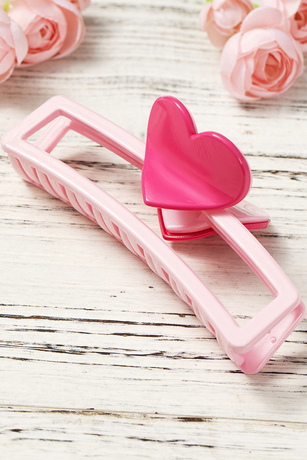 Pink Valentines Minimalist Heart Design Hair Claw - SELFTRITSS