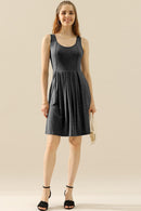 Doublju Full Size Round Neck Ruched Sleeveless Dress with Pockets - SELFTRITSS