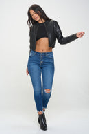 Coalition LA Zip Up Cropped Bomber Jacket - SELFTRITSS   