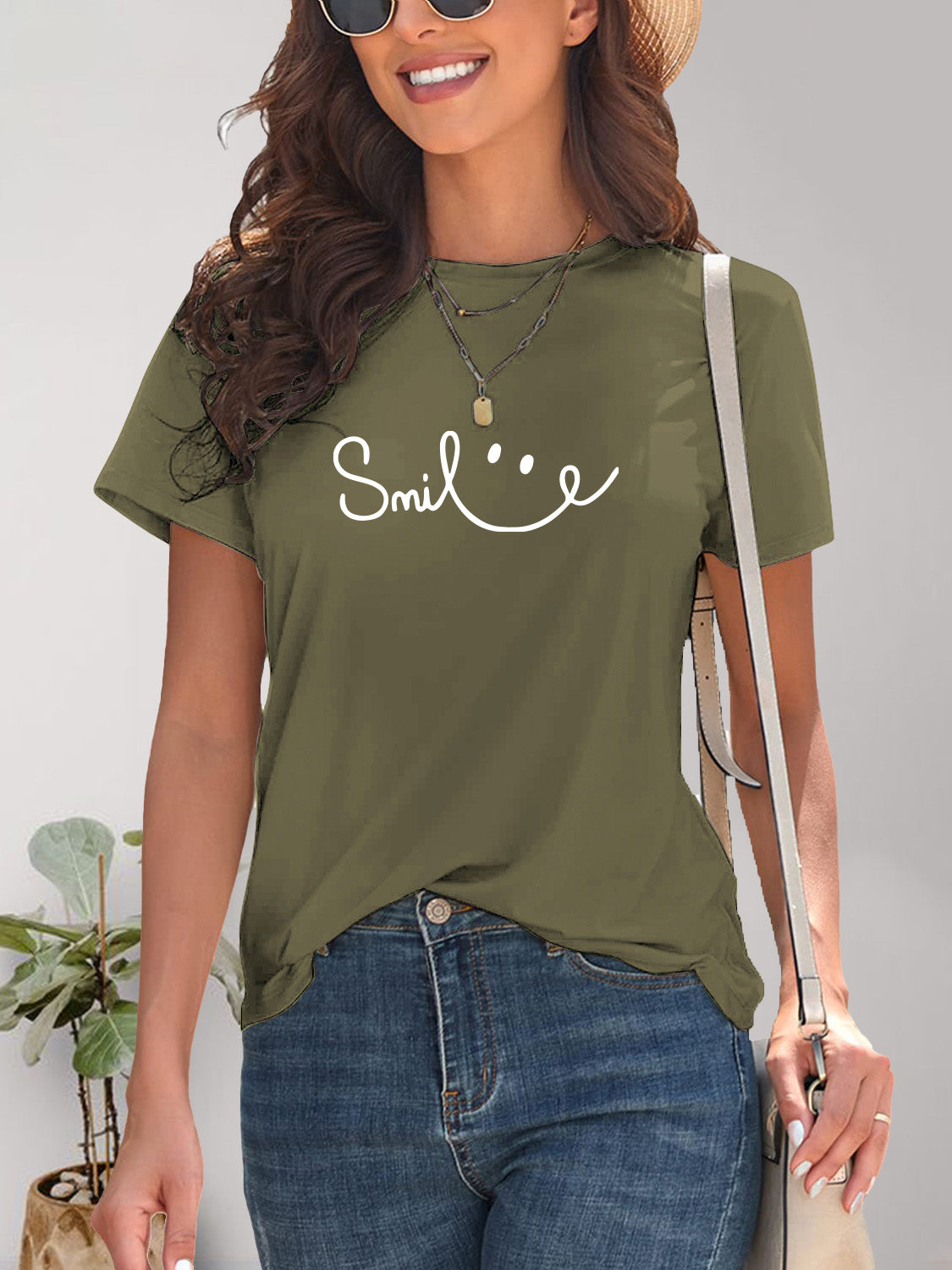 SMILE Round Neck Short Sleeve T-Shirt - SELFTRITSS