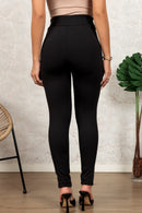 Black Leather Panel Patchwork High Waist Leggings - SELFTRITSS