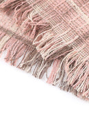 Pink Plus Size Macrame Plaid Coat - SELFTRITSS
