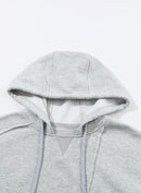 Gray Active Patchwork Detail Warm Winter Hoodie - SELFTRITSS