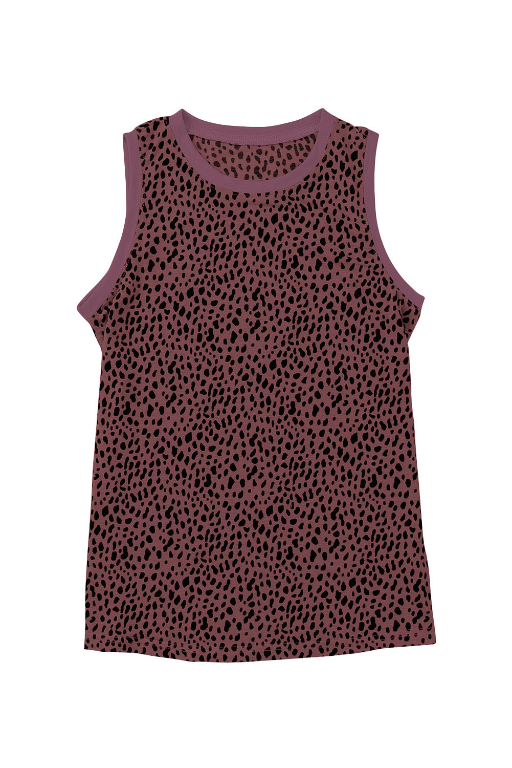 Fiery Red Leopard Print Round Neck Tank Top - SELFTRITSS