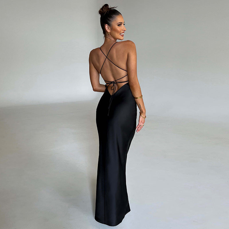 Hip Wrap Long Dress Slim Backless Waist - SELFTRITSS   