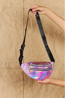 Fame Good Vibrations Holographic Double Zipper Fanny Pack in Hot Pink - SELFTRITSS   