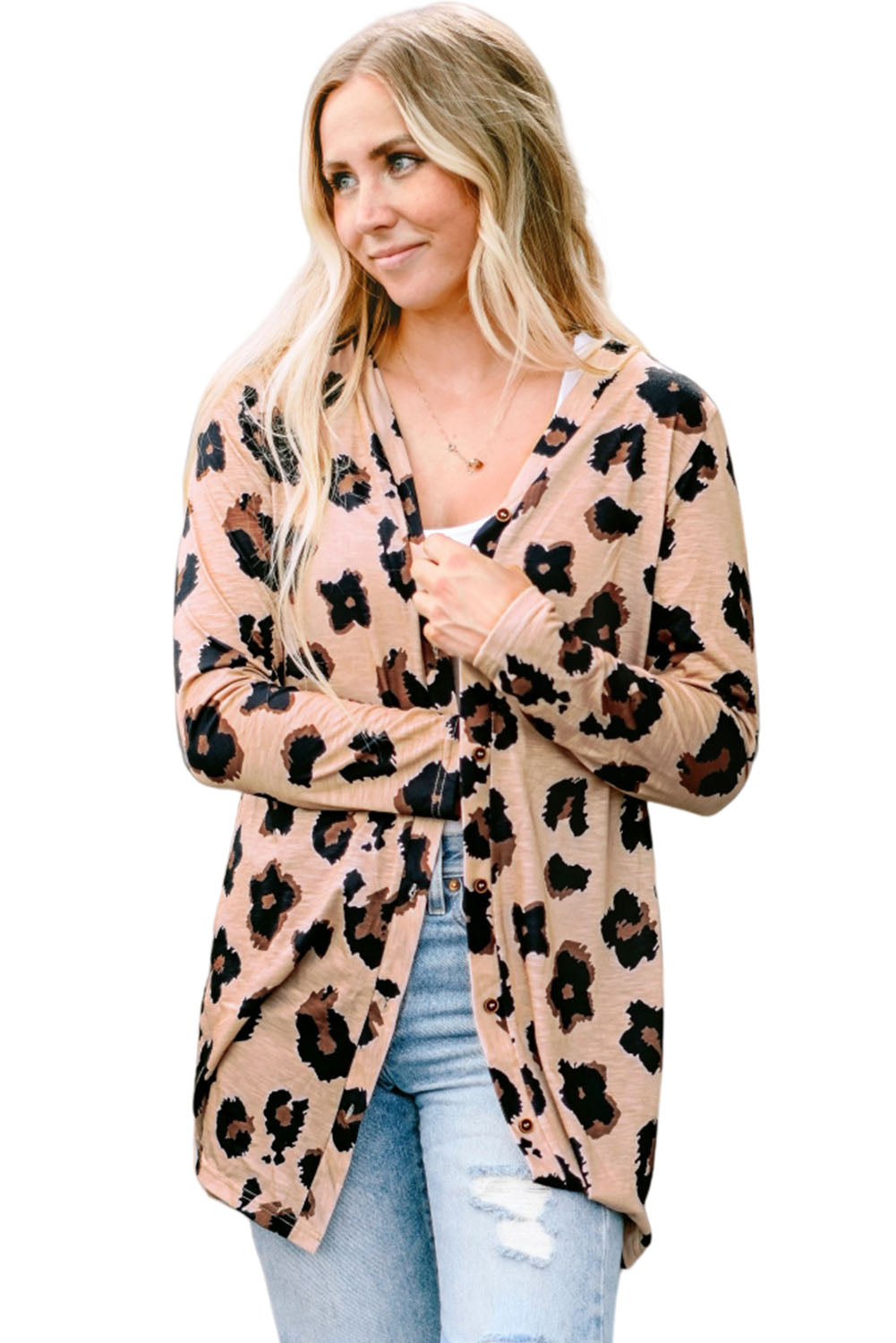 Leopard Printed Open Front Cardigan - SELFTRITSS   