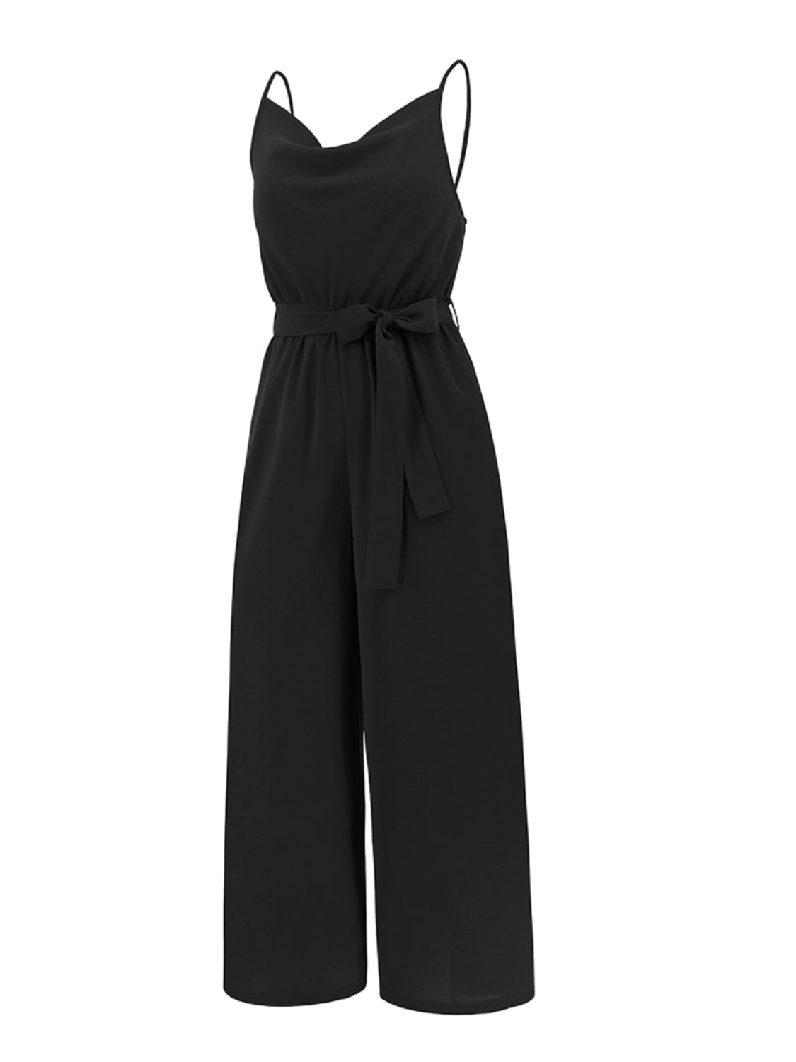 Tied Spaghetti Strap Wide Leg Jumpsuit - SELFTRITSS