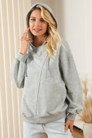 Gray Active Patchwork Detail Warm Winter Hoodie - SELFTRITSS
