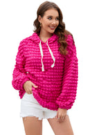 Rose Bubble Textured Waffle Hoodie - SELFTRITSS   