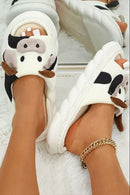 White Cute Cow Pattern Open Toe Slippers - SELFTRITSS