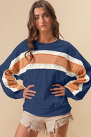 French Terry Color Block Cut Edge Detail Sweatshirt - SELFTRITSS   