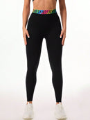 Letter Printed High Waist Active Leggings - SELFTRITSS   