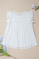 White Ruffled Lace Flowy Tank Top - SELFTRITSS
