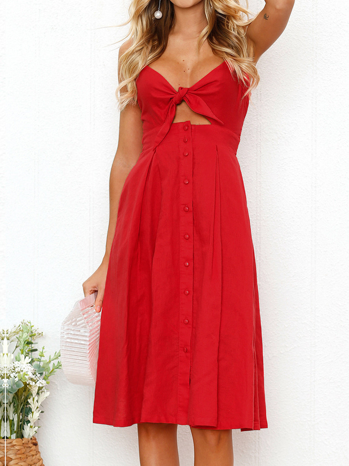 Cutout Smocked Sweetheart Neck Cami Dress - SELFTRITSS   