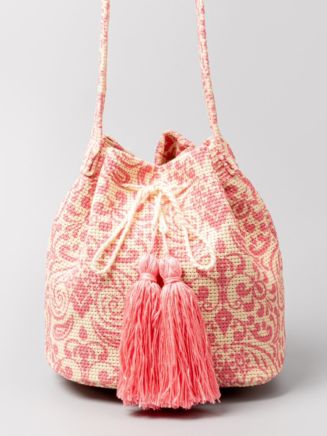 Drawstring Tassel Geometric Shoulder Bag - SELFTRITSS