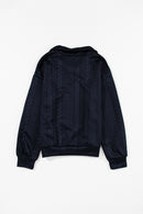 Navy Blue Zip up Cable Textured Sweatshirt - SELFTRITSS   