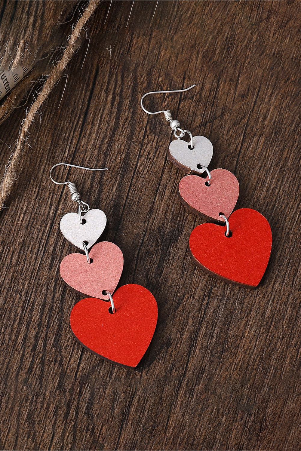 Red Valentines Day Heart Shape Tiered Dangle Earring - SELFTRITSS   