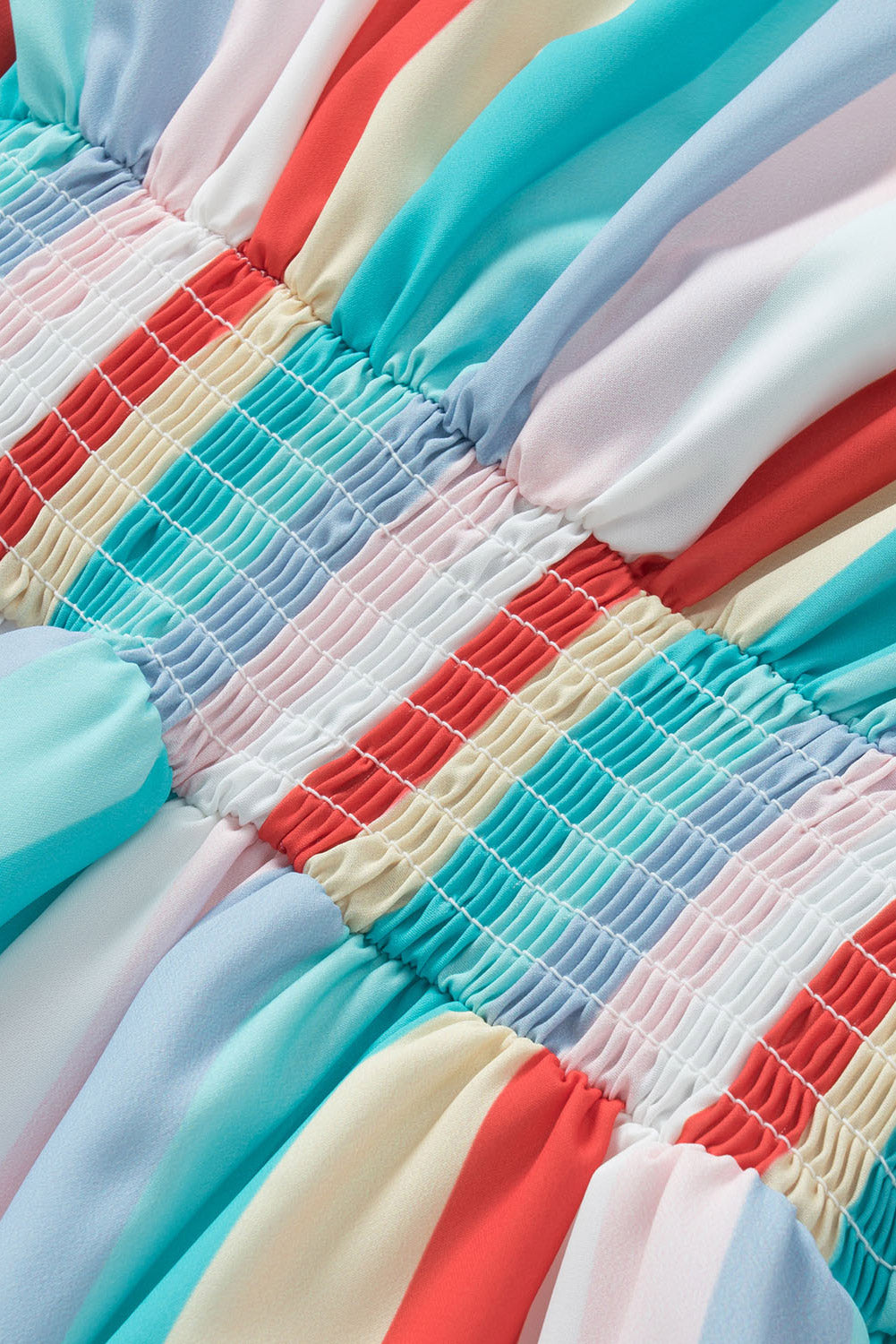 Multicolor Stripe Print Tie V Neck Flowy Romper - SELFTRITSS