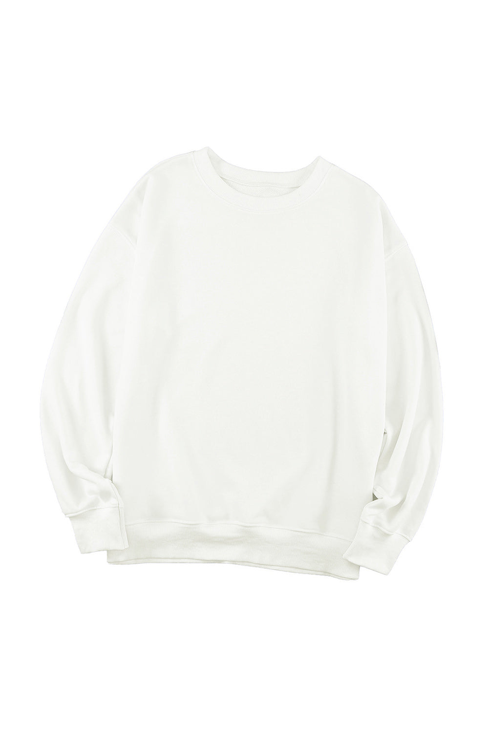 Beige Plain Crew Neck Pullover Sweatshirt - SELFTRITSS   