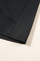 Black Plus Size Tie Cuffs V Neck Shirt Dress - SELFTRITSS