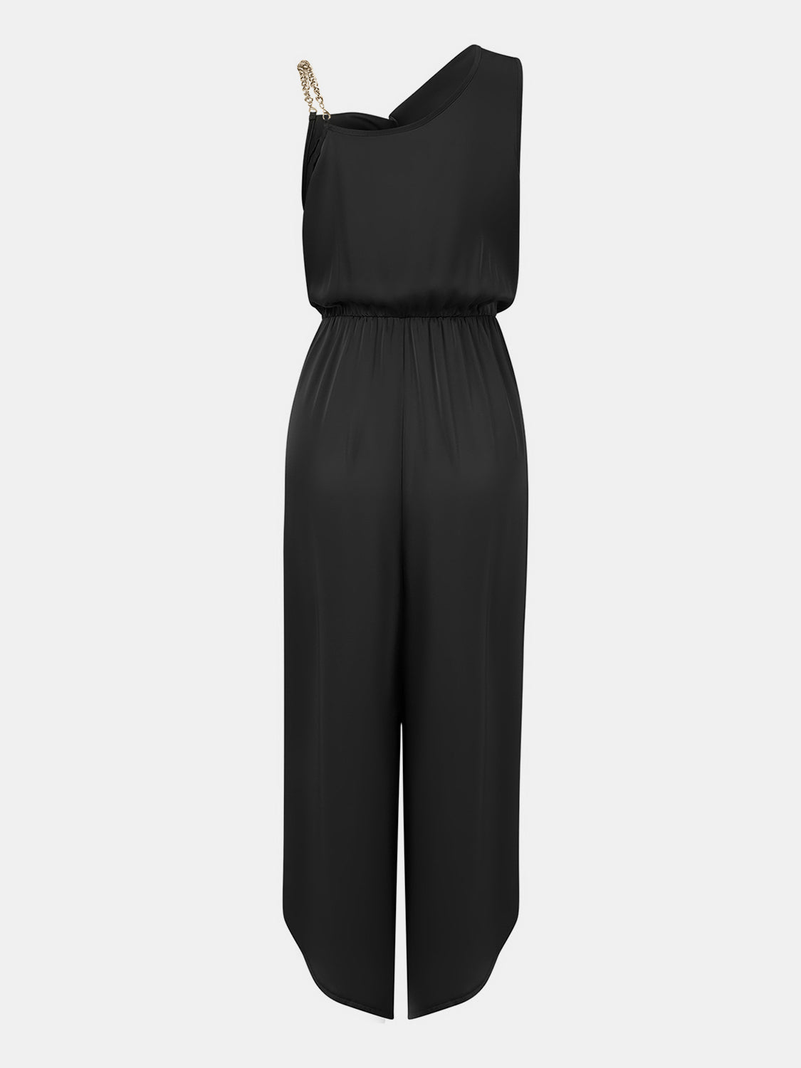 Chain Detail Asymmetrical Neck Jumpsuit - SELFTRITSS