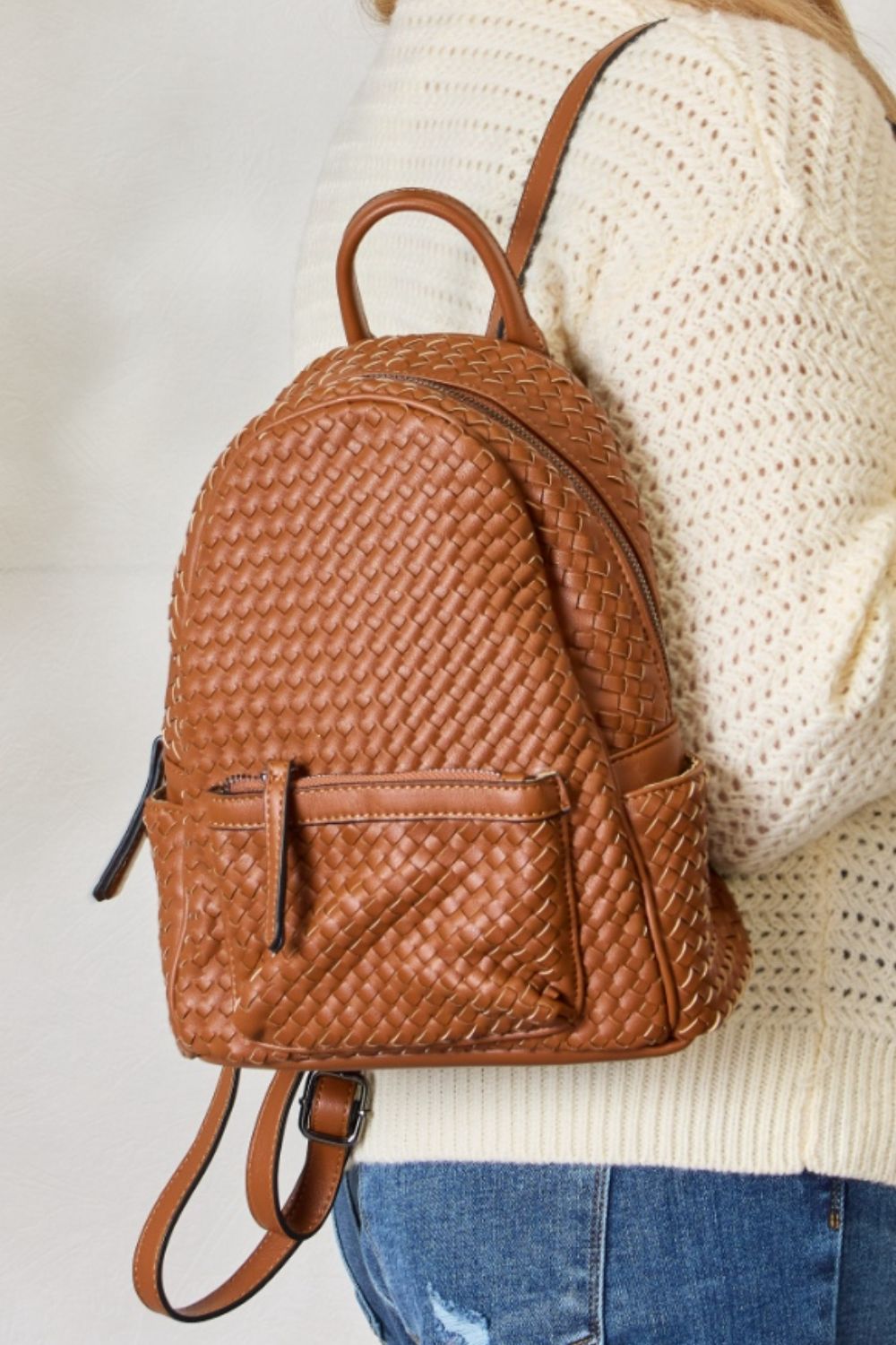 SHOMICO PU Leather Woven Backpack - SELFTRITSS