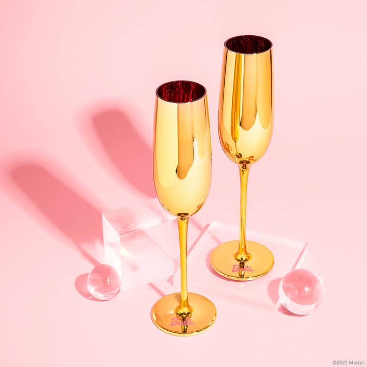 Barbie™ X Dragon Glassware® Dreamhouse™ Champagne Flutes Set of 6 - SELFTRITSS