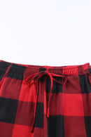 Fiery Red Plaid Merry Christmas Graphic Loungewear Set - SELFTRITSS