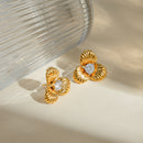 Stainless Steel Zircon Flower Shape Earrings - SELFTRITSS   