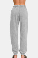 Gray Acid Wash Fleece Jogger Sweatpants