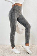 Gray Wide Waistband Ribbed Leggings - SELFTRITSS   