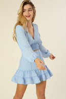 Lace trimmed smocking blouse and skirt set - SELFTRITSS   