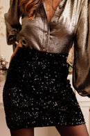 Black Sequin Bodycon Mini Skirt - SELFTRITSS