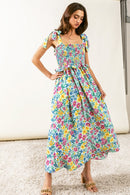 BiBi Floral Ruffle Trim Smocked Cami Dress - SELFTRITSS