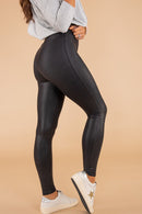 Black Faux Leather Skinny Leggings - SELFTRITSS   