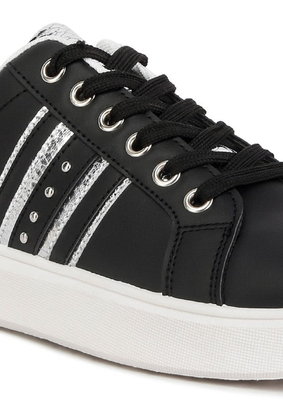 Claude Faux Leather Back Panel Detail Sneakers - SELFTRITSS