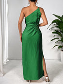 Slit One Shoulder Sleeveless Maxi Dress - SELFTRITSS   