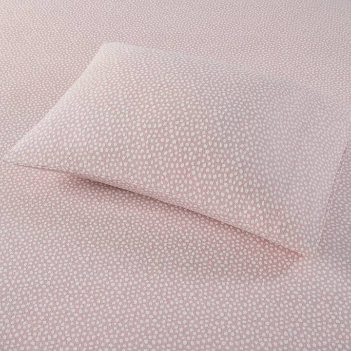 Flannel Cotton Print Sheet Set, Dots, Pink - SELFTRITSS