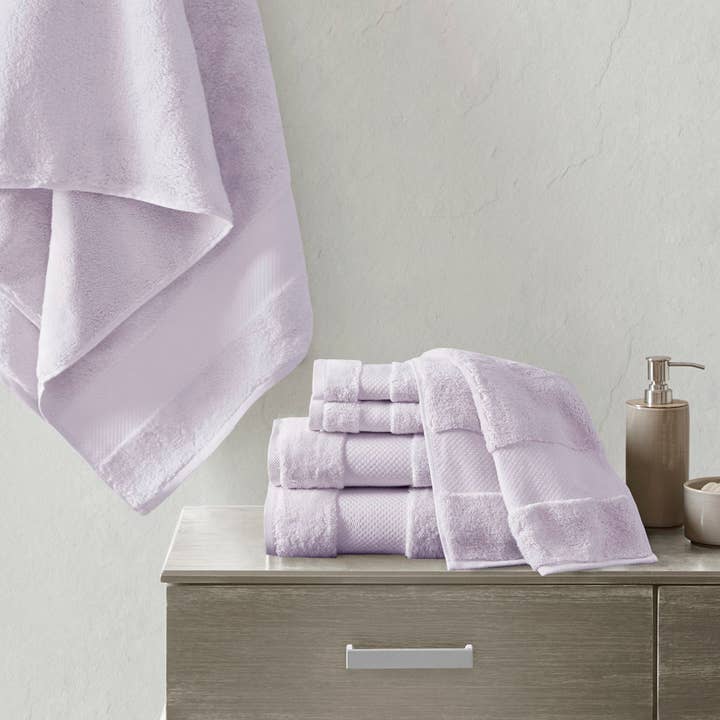 Turkish Cotton 6-Piece Bathroom Towel Set, Lavender