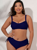 Plus Size Twist Front Tied Bikini Set - SELFTRITSS   