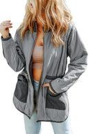 Gray Stitching Quilted Drawstring Jacket - SELFTRITSS   