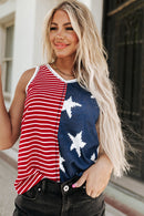 Fiery Red American Flag Stars and Stripes Tank Top - SELFTRITSS   