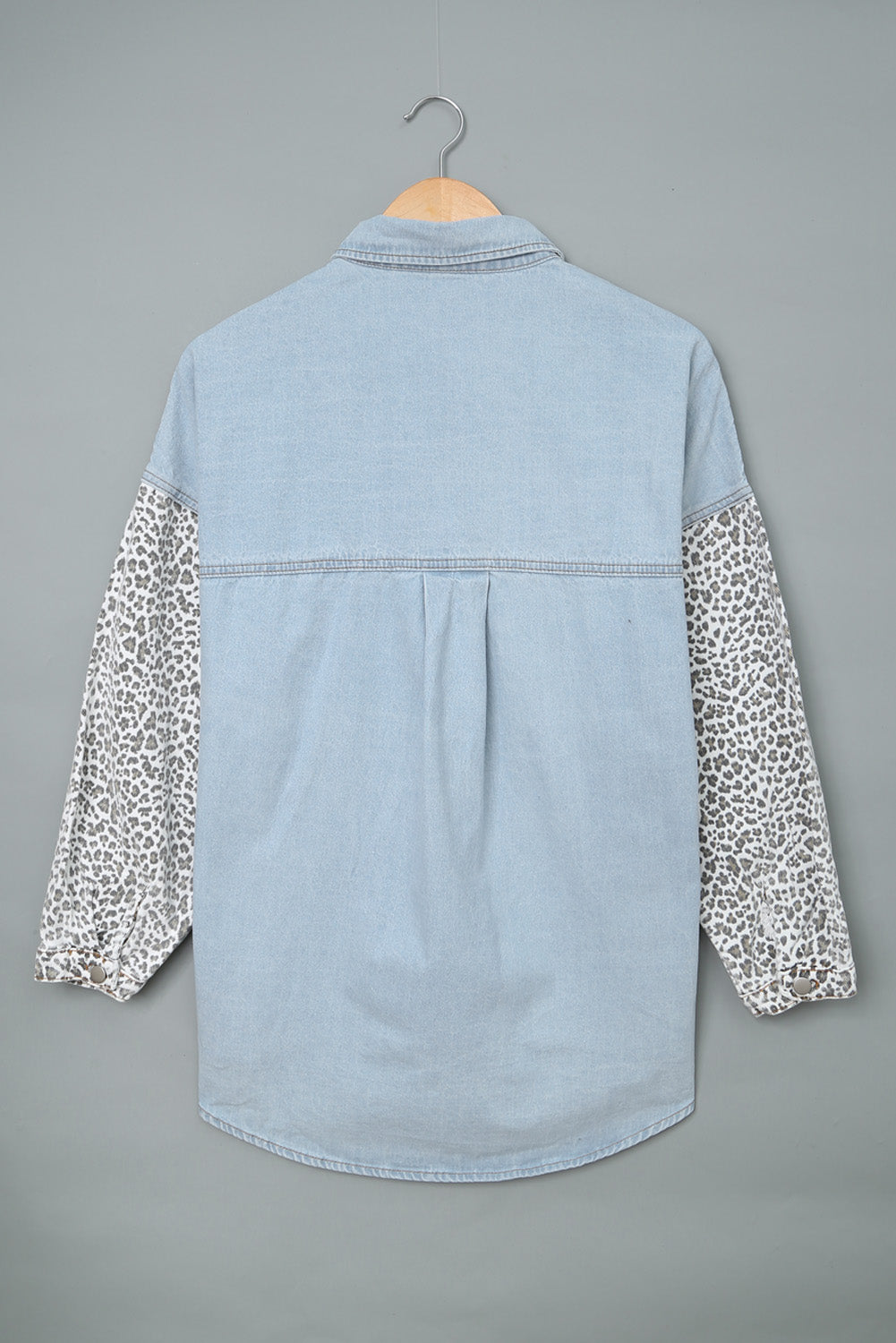 Sky Blue Contrast Leopard Denim Jacket - SELFTRITSS   