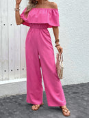 Off-Shoulder Wide Leg Jumpsuit - SELFTRITSS   