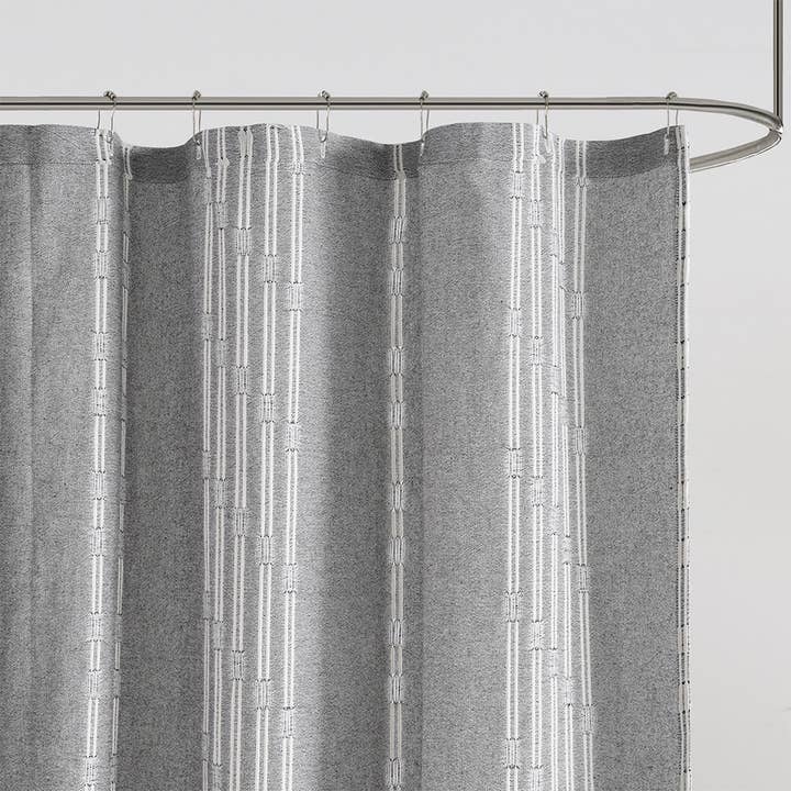 100% Cotton Jacquard Shower Curtain, Gray - SELFTRITSS