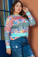 Pink Stripe Plus Size Colorblock Pullover Top - SELFTRITSS