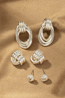 Premium Trio Metal Knot and Hoop Earrings - SELFTRITSS   