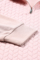Pale Chestnut Textured Quarter Zip Raglan Sleeve Sweatshirt - SELFTRITSS