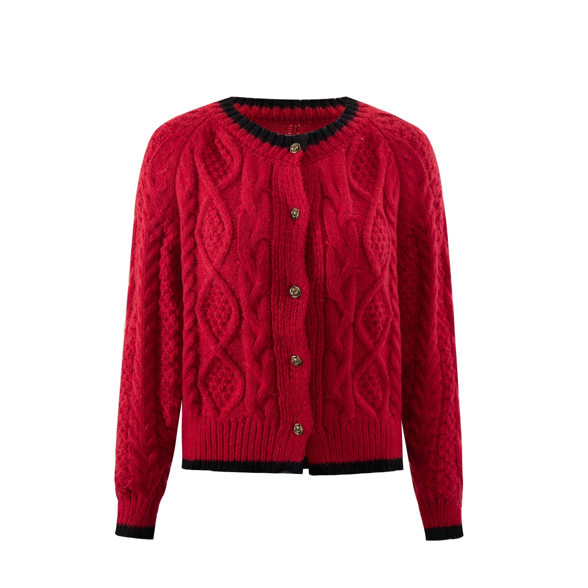 Women's Buttoned Crew Neck Cardigan - SELFTRITSS   